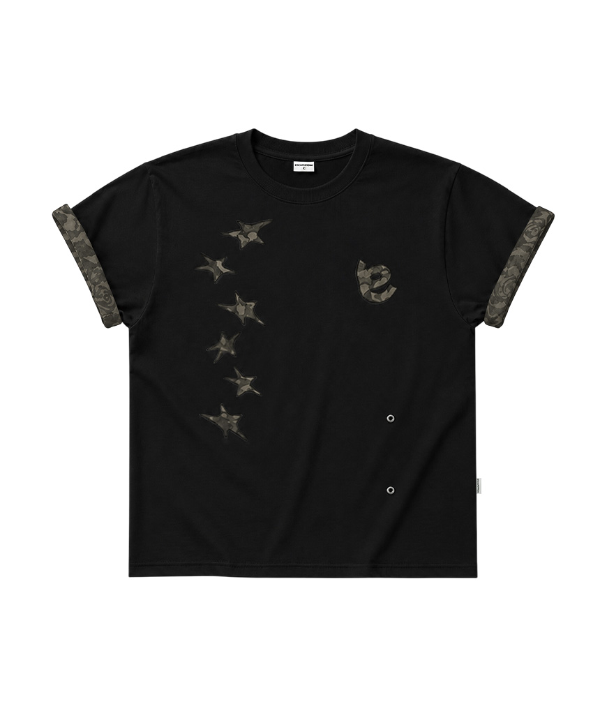 이스케이프프롬 스타 카모 아플리케 포인트 롤업 반팔티 화이트(Escapefrom Star Camo Applique Roll-Up T-Shirt White) - 3