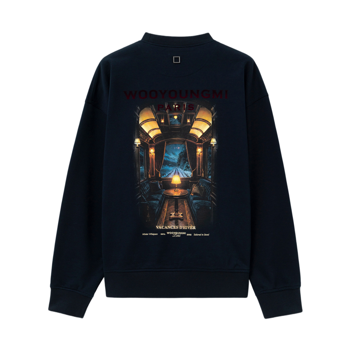 W263TS26722N Wooyoungmi Train Cabin Graphic Sweatshirt Navy - 26FW
