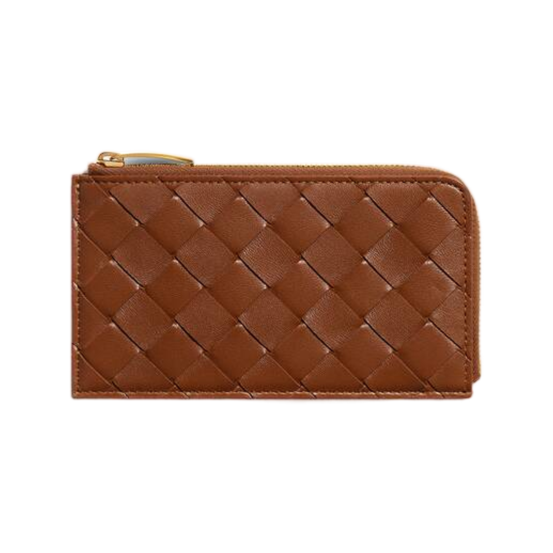 875447VCPP32376 Bottega Veneta Intrecciato L-Zipped Card Case Tannin