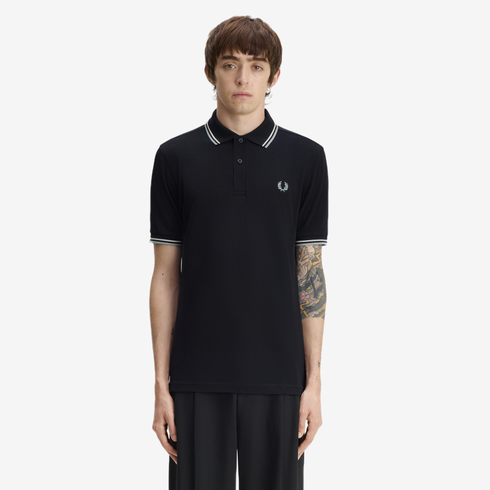 프레드페리 M3600 트윈 팁 프레드페리 셔츠 네이비 에크루 실버블루(Fred Perry M3600 Twin Tipped Fred Perry Shirt Navy Ecru Silver Blue) - 2