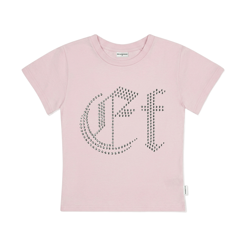 이스케이프프롬 EF 핫픽스 디테일 슬림핏 반팔티 핑크(Escapefrom EF Hotfix Detail Slim Fit T-Shirt Pink)