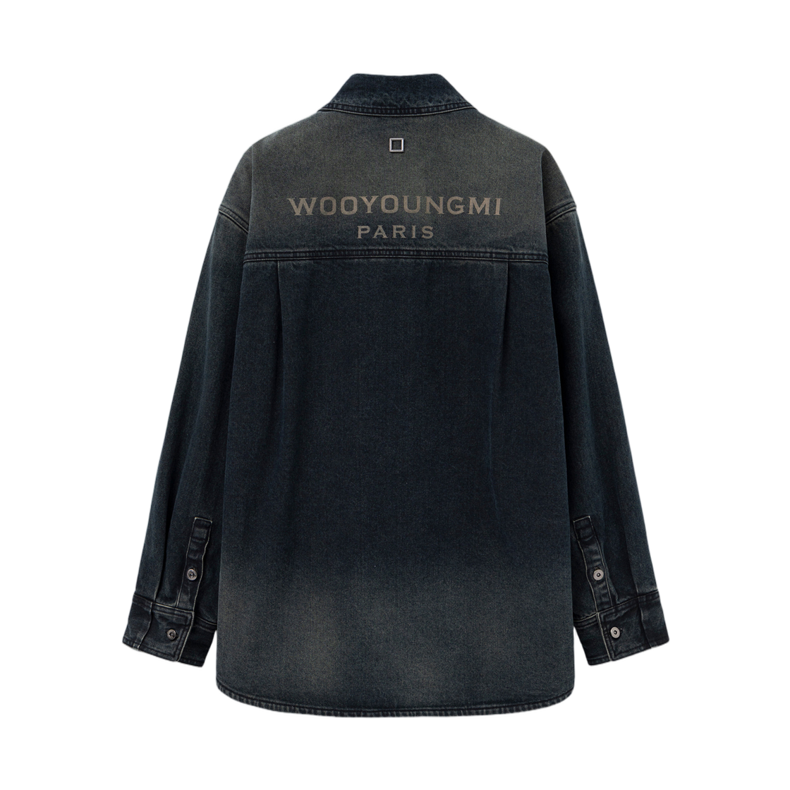 W263SH27988L Wooyoungmi Back Logo Denim Shirt Blue - 26FW