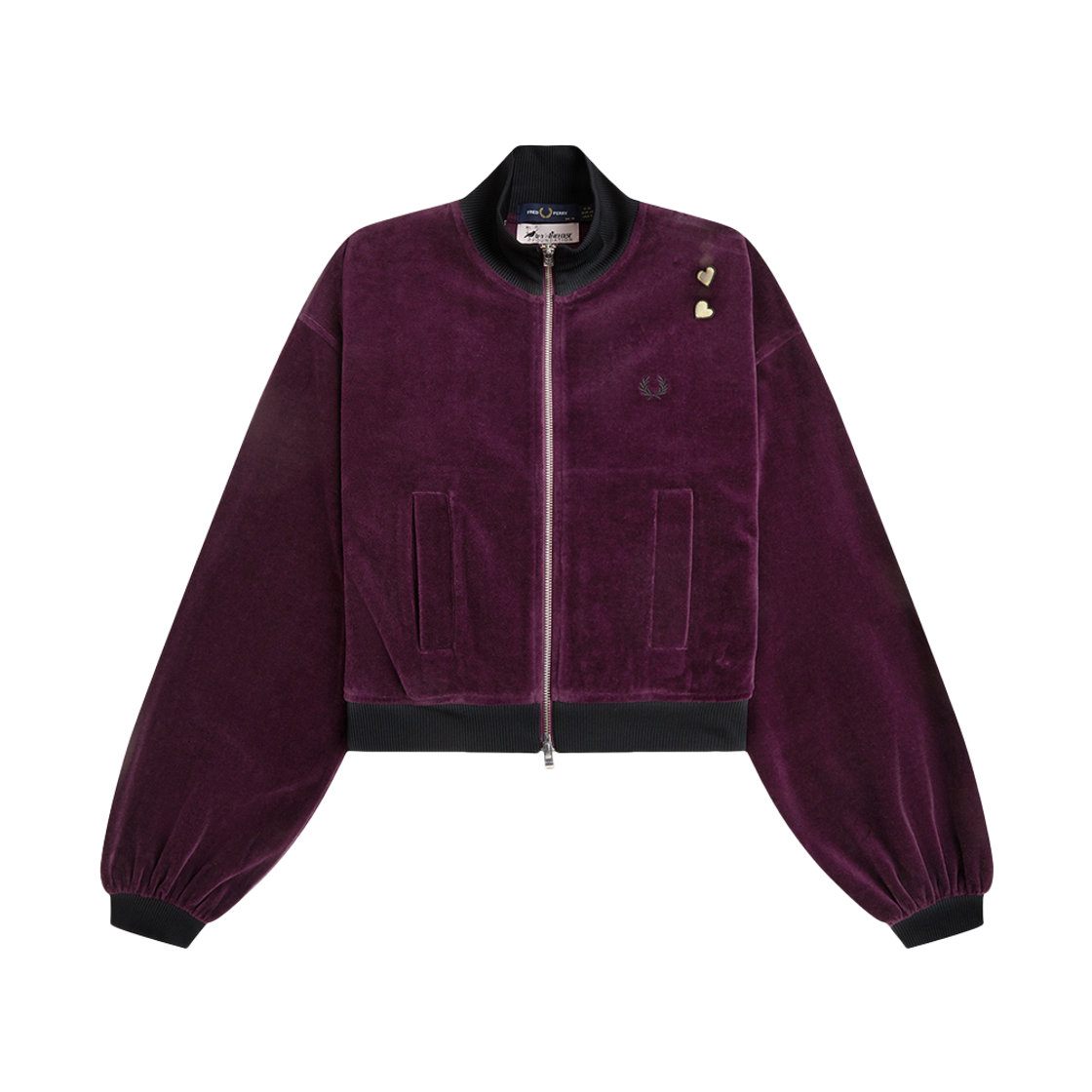 프레드페리 x 에이미와인하우스 오버사이즈드 벨루어 트랙 재킷 플럼(Fred Perry x Amy Oversized Velour Track Jacket Plum)