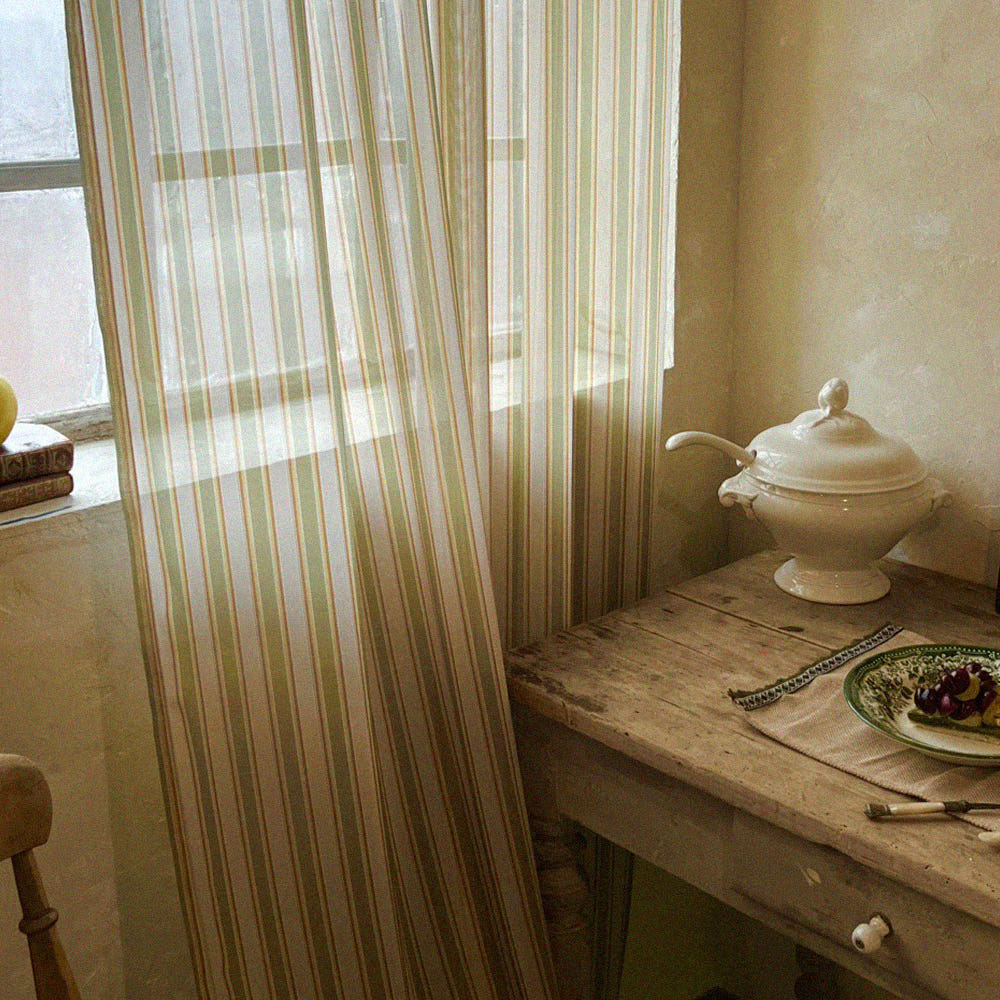 무성화 우디 그린 스트라이프 가리개 가림막 쉬폰 커튼 135x230cm(MUSEONGHWA Woody Green Stripe Chiffon Curtain 135x230cm) - 5