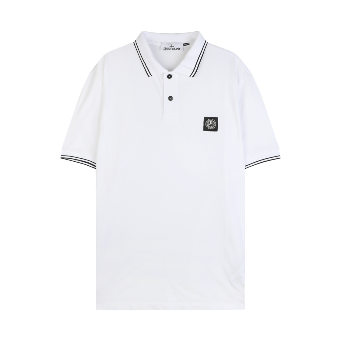 2200010 S0018 V1001 [25% 쿠폰] Stone Island 2200010 Organic Cotton Pique with Stretch Slim-Fit Short-Sleeve Polo with Compass Patch White - 26SS