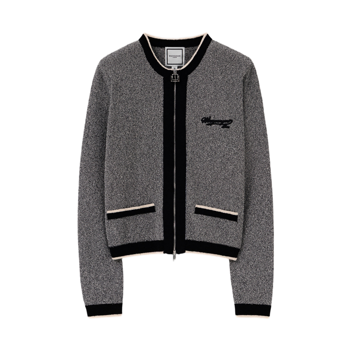 M261KN06527G (W) Wooyoungmi Color Block Zip-Up Cardigan Grey - 26SS