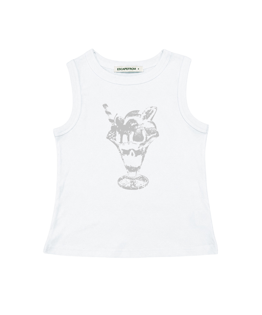 이스케이프프롬 빈티지 파르페 프린트 슬리브리스 화이트(Escapefrom Vintage Parfait Print Sleeveless Top White) - 2