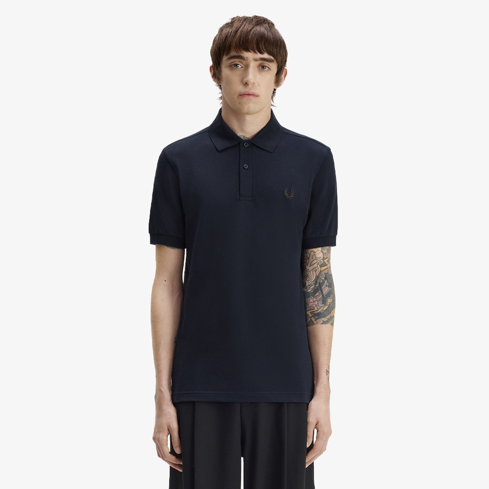 프레드페리 M6000 플레인 프레드페리 셔츠 네이비 리치브라운(Fred Perry M6000 Plain Fred Perry Shirt Navy Rich Brown) - 2