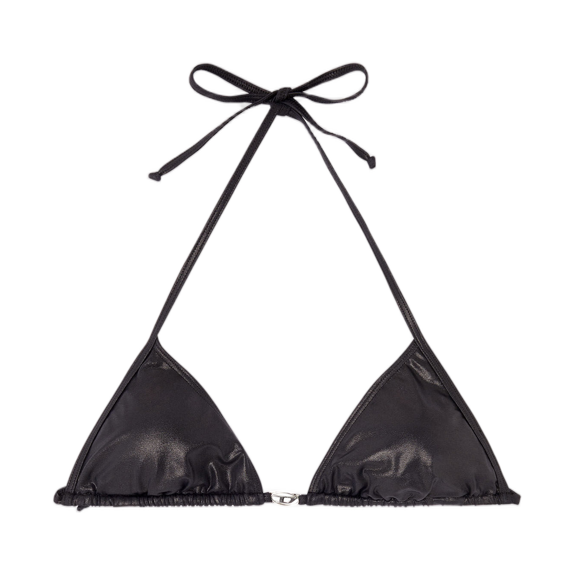 A219690DLCW-9XXA (W) Diesel Triangle Bikini Top In Shimmery Fabric Black