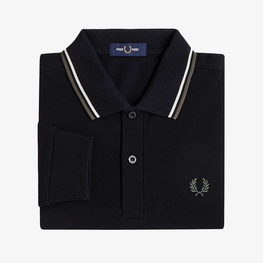프레드페리 M3636 롱슬리브 트윈 팁 프레드페리 셔츠 블랙 에크루 로렐리스그린(Fred Perry M3636 L/S Twin Tipped FP Shirt Black Ecru Laurel Wreath Green) - 6