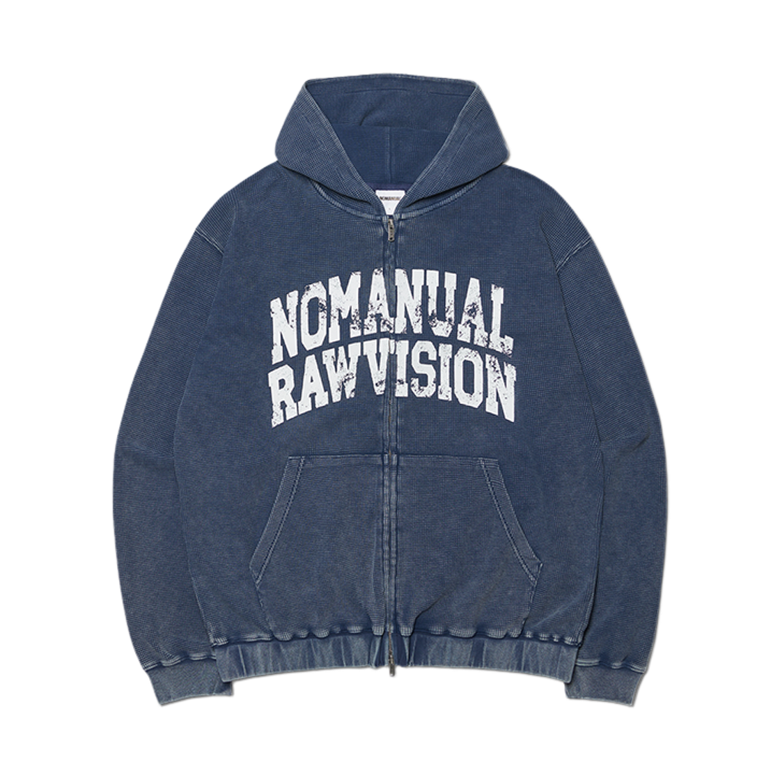 NMWF52HD11WNV NOMANUAL Vintage Waffle Hooded Zip-Up Washed Navy