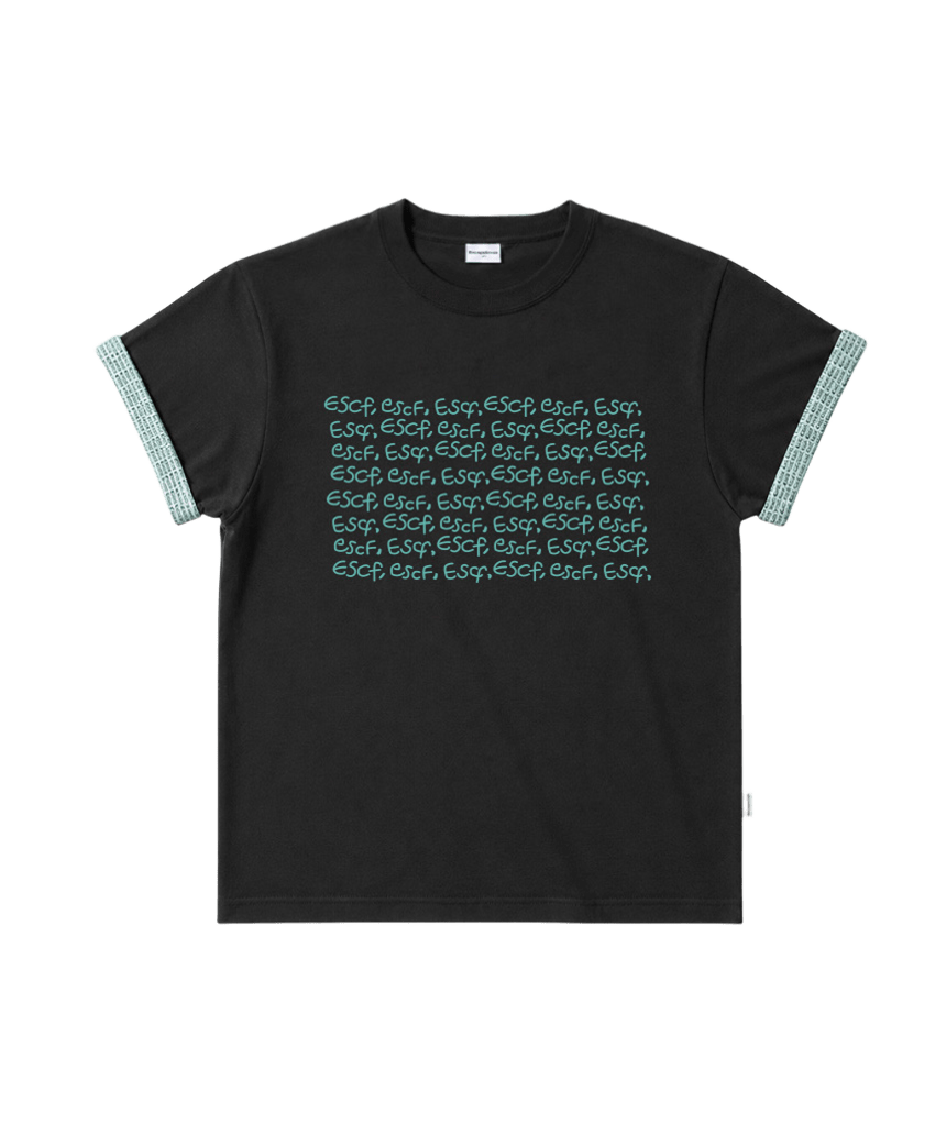 E261RUT011CG Escapefrom ESCF Lettering Print Roll-Up T-Shirt Charcoal