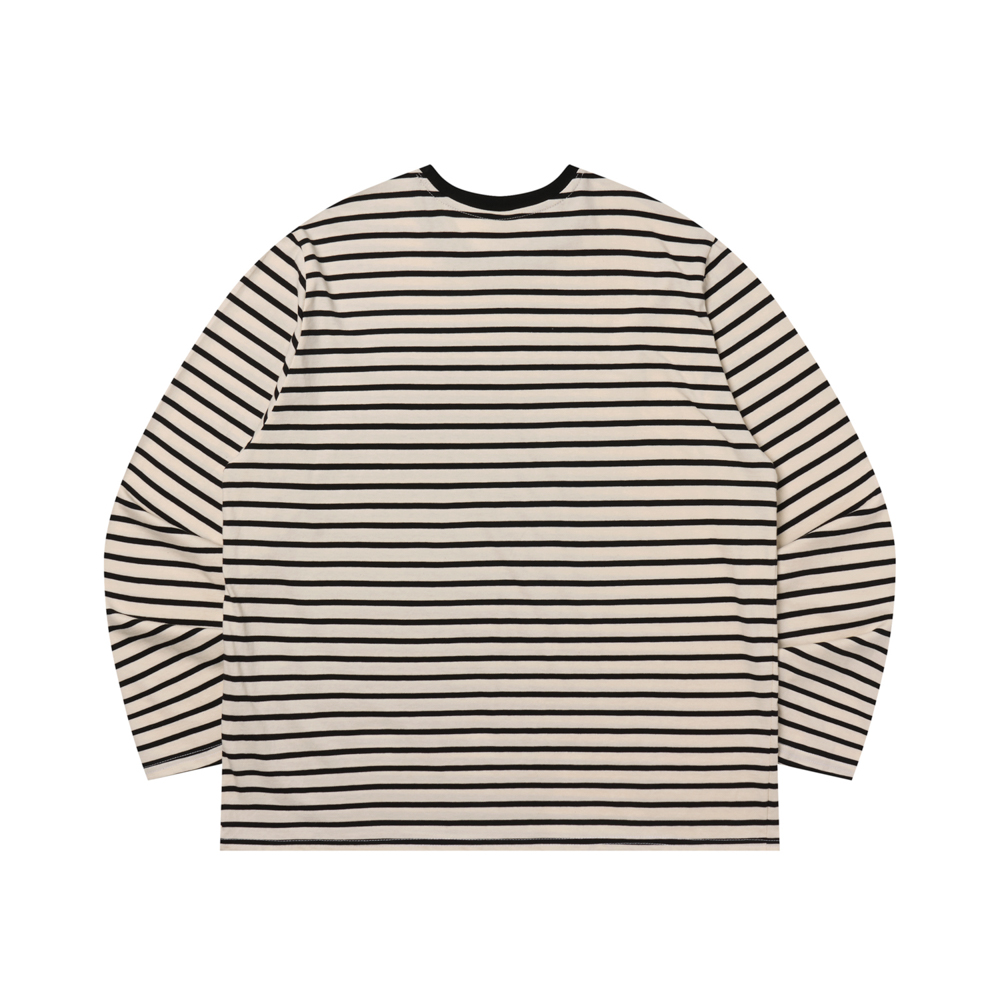 아모우 레터링 스트라이프 롱슬리브 화이트(AMOU Lettering Stripe Long Sleeve White) - 2