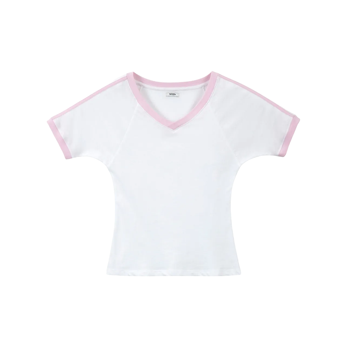 라츠유 브이 넥 링거 티셔츠 라이트 핑크(LOTS YOU V neck Ringer T-shirts Light Pink)