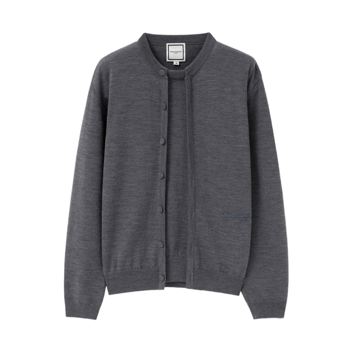 W261KN12536G Wooyoungmi Layered Wool Cardigan Grey - 26SS