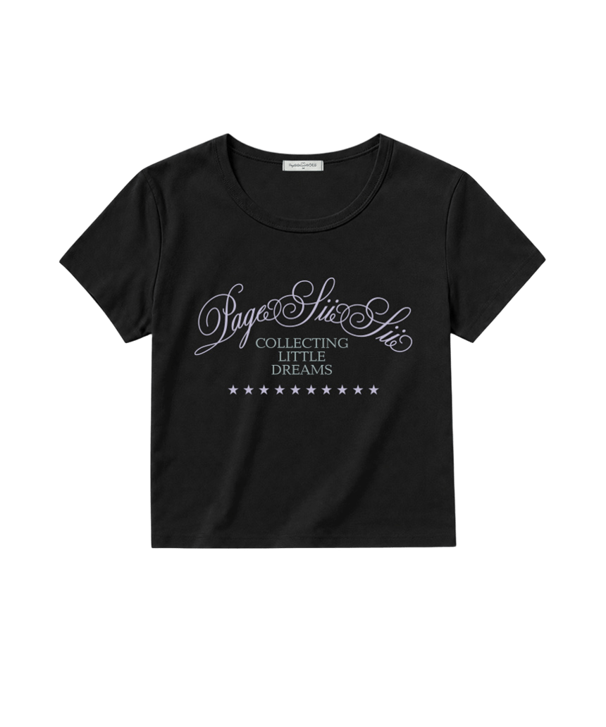 페이지시시 콜렉팅 리틀 드림스 프린팅 U넥 반팔티 블랙(pagesiisii Collecting Little Dreams Print U-Neck T-Shirt Black) - 1