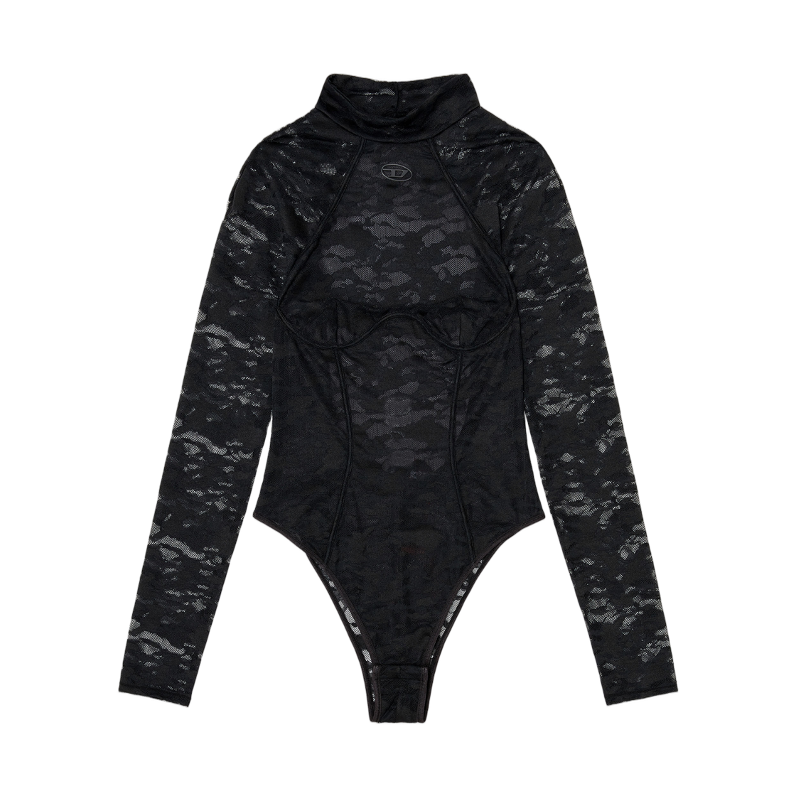 A225720DRAK-900 (W) Diesel Bodysuit In Nylon Lace with Open Back Black