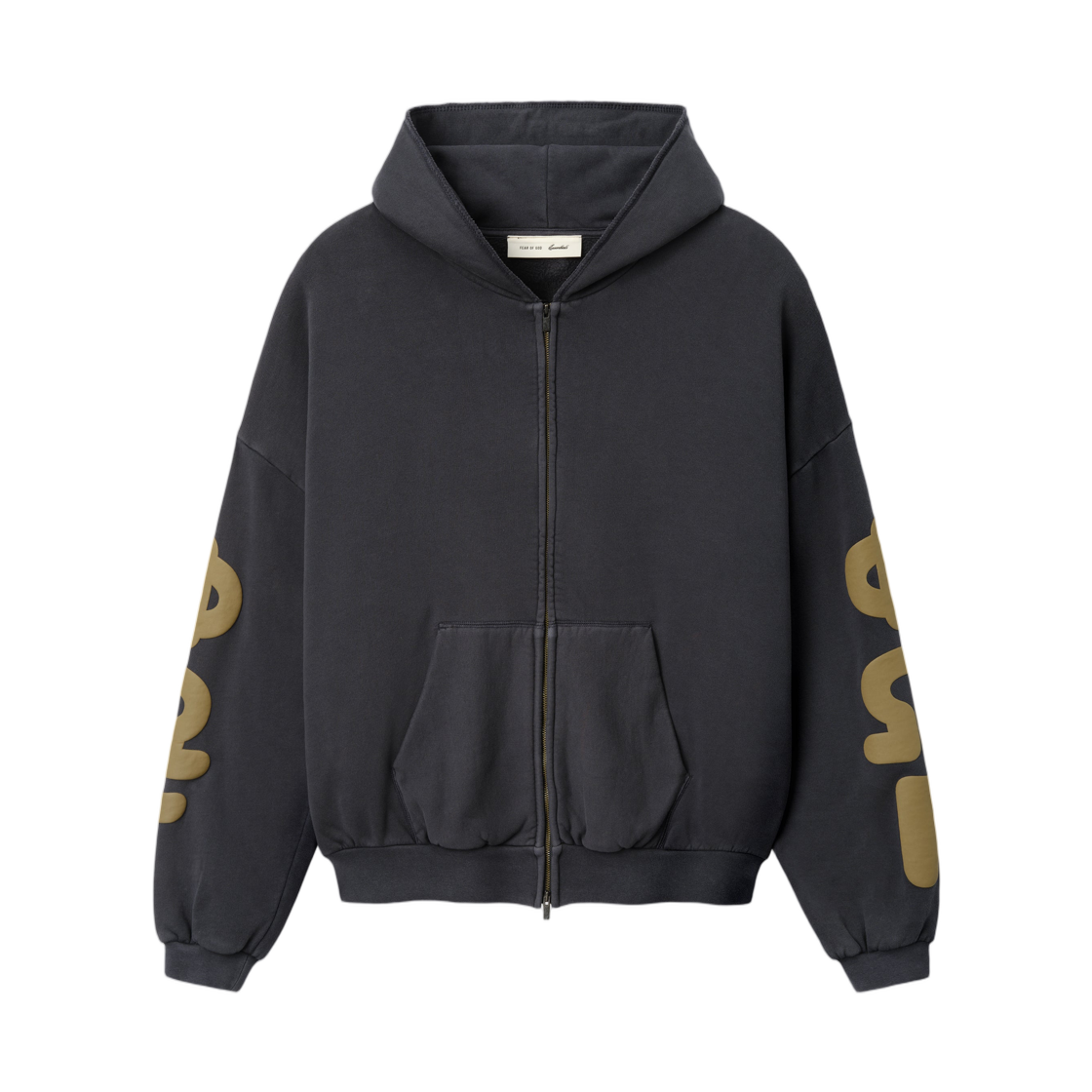 - Essentials 90s Zip-Up Hoodie Washed Iron Grey - 26SS