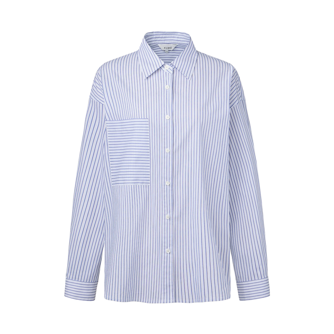 KM-25SS-BL08BLST KUME Essential Wrinkle Free Over-Fit Shirt - Blue Stripe