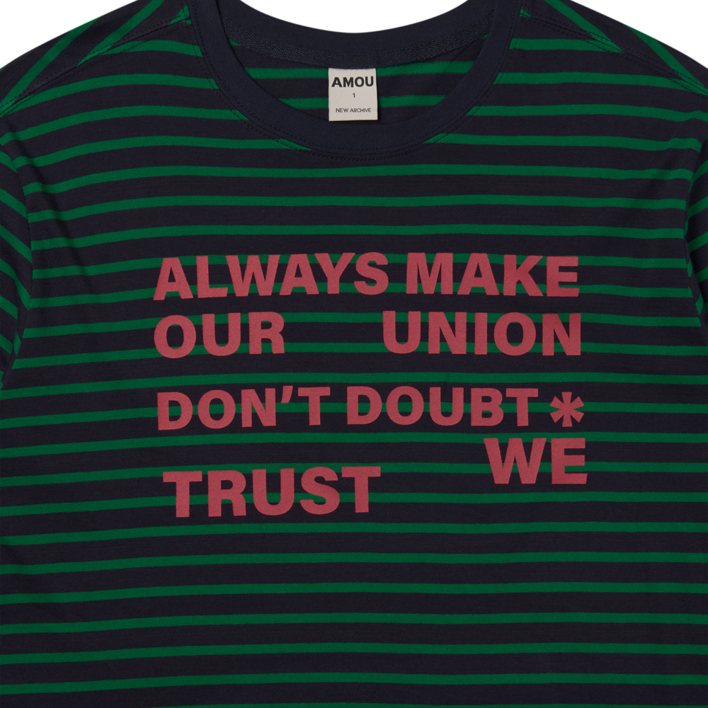 아모우 레터링 스트라이프 롱슬리브 그린(AMOU Lettering Stripe Long Sleeve Green) - 3