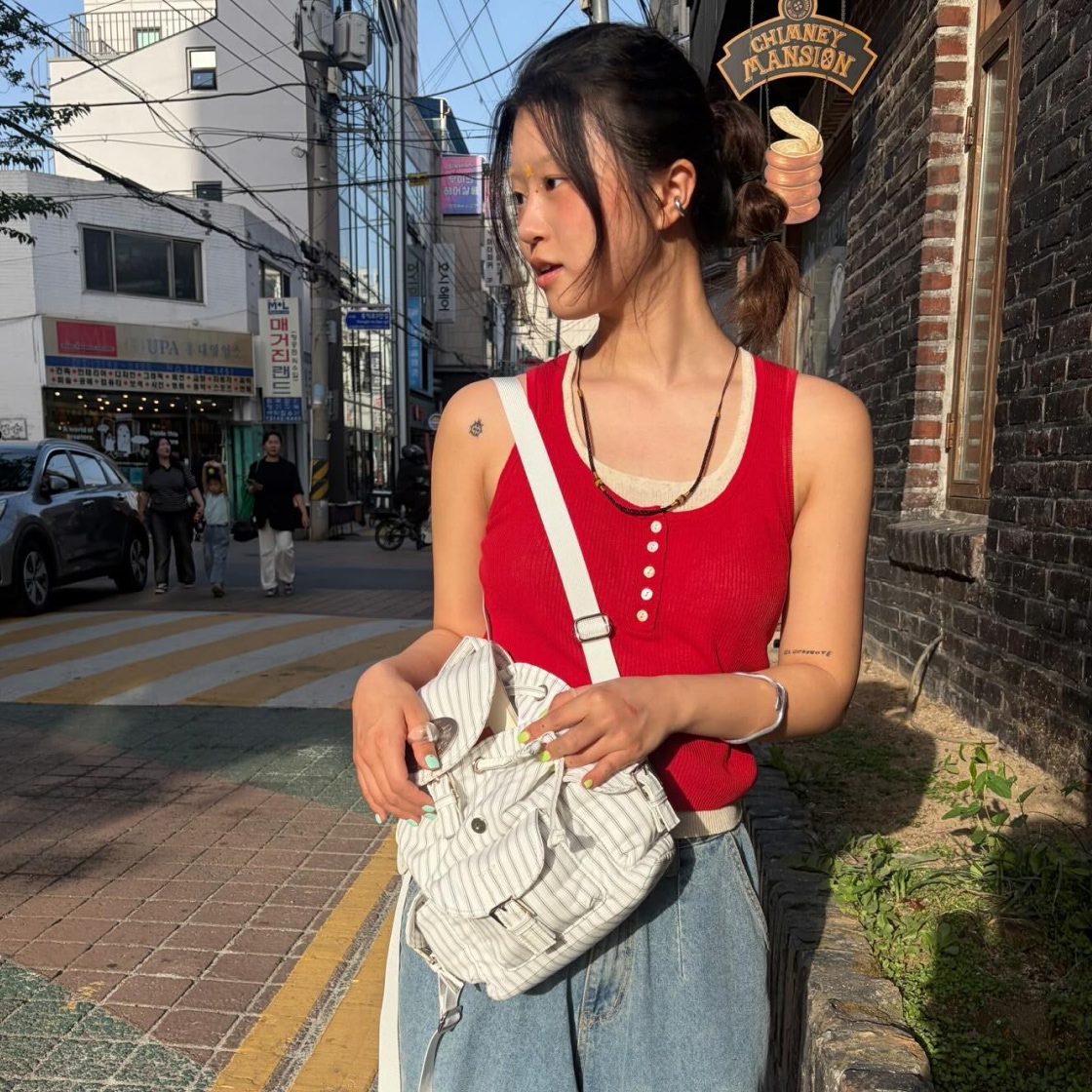 라츠유 노스텔지아 백팩 스트라이프 네이비(LOTS YOU Nostalgia Backpack Stripe Navy) - 3