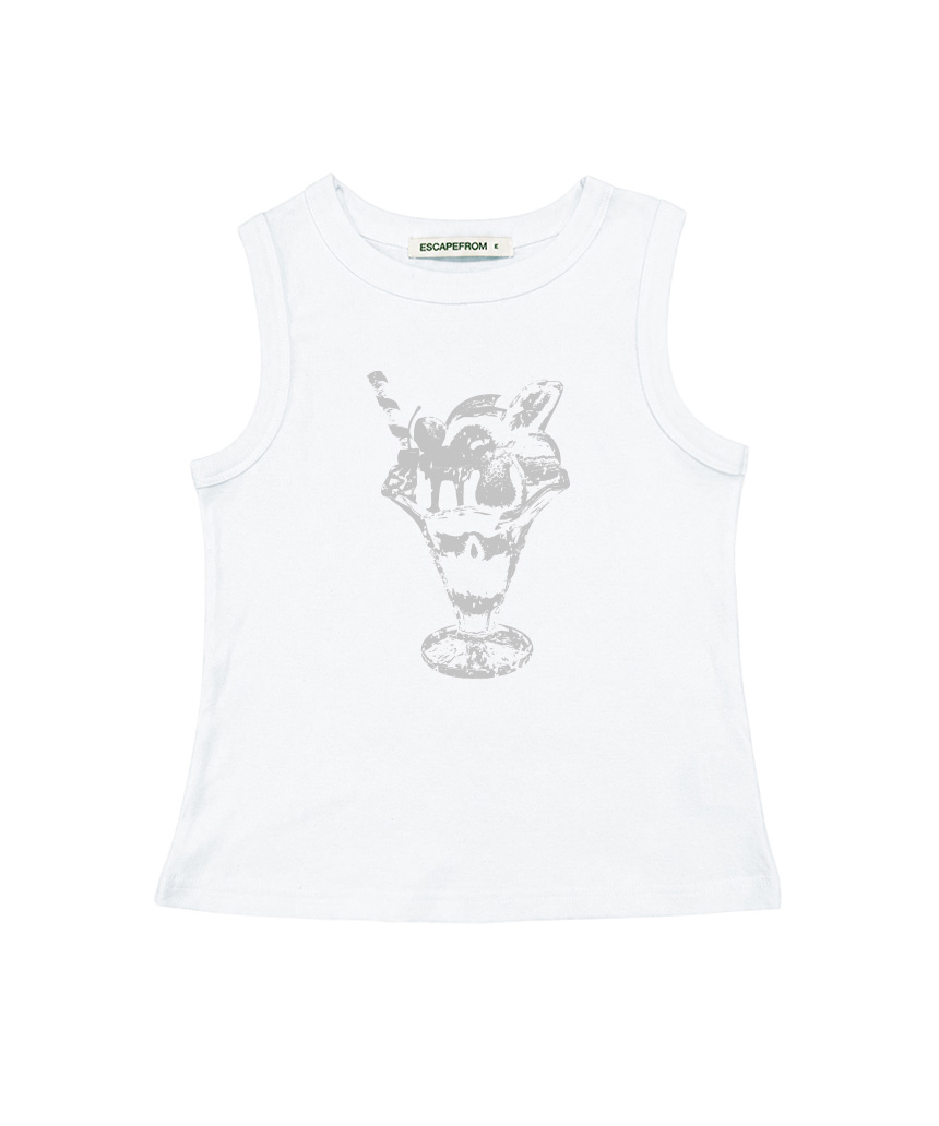 이스케이프프롬 빈티지 파르페 프린트 슬리브리스 그레이(Escapefrom Vintage Parfait Print Sleeveless Top Gray) - 3