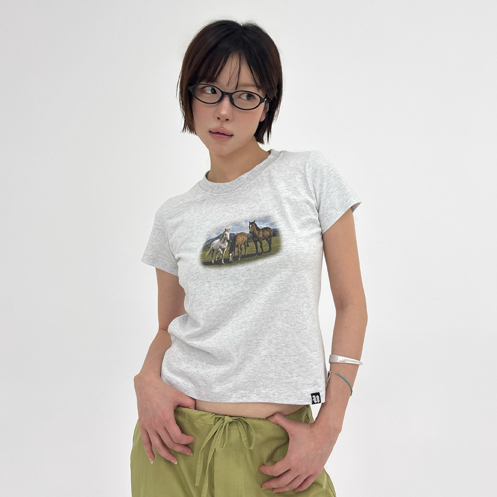 언스테디마켓 호시즈 그래픽 티셔츠 라이트그레이(UnsteadyMarket Horses Graphic Tee_Light grey) - 2