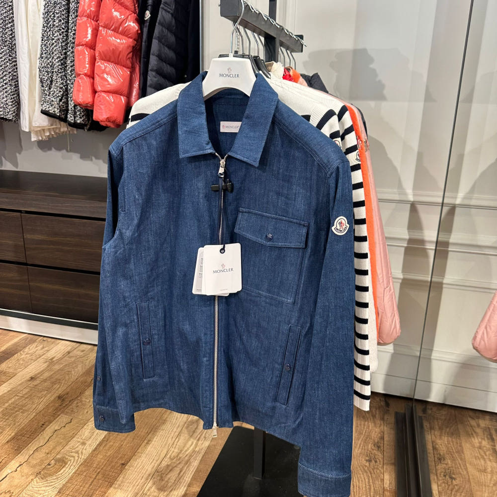 Moncler Denim Long Sleeve Zip Up Shirt Denim Blue - 25SS 착용 스타일