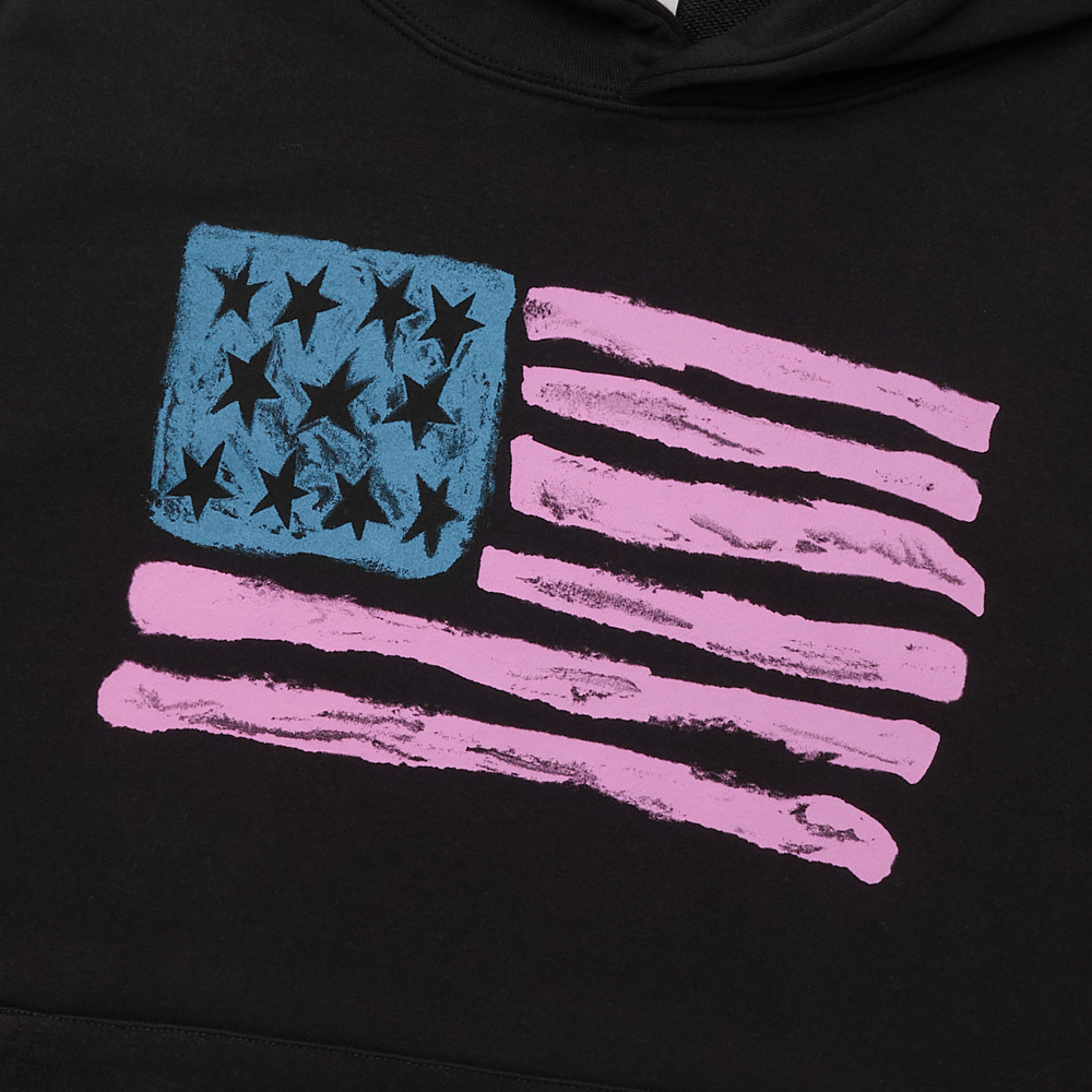아모우 유에스에이 페인티드 후디 블랙(AMOU USA Painted Hoodie Black) - 3