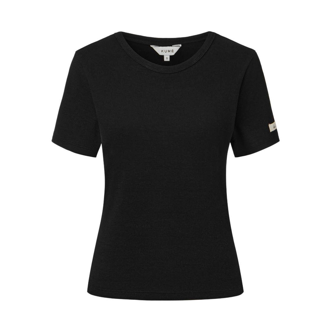 KM-25SS-TS02BK (W) KUME Essential Semi-Cropped Cotton T-Shirt - Black