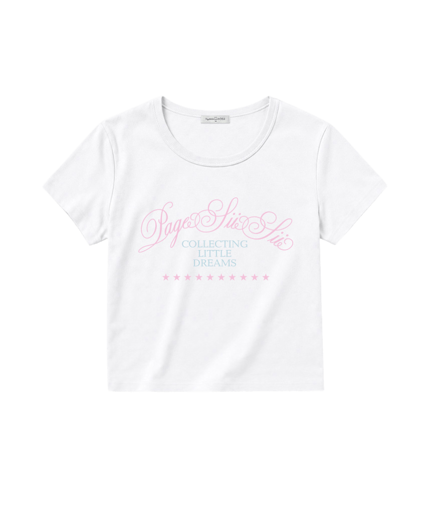 페이지시시 콜렉팅 리틀 드림스 프린팅 U넥 반팔티 화이트(pagesiisii Collecting Little Dreams Print U-Neck T-Shirt White) - 1