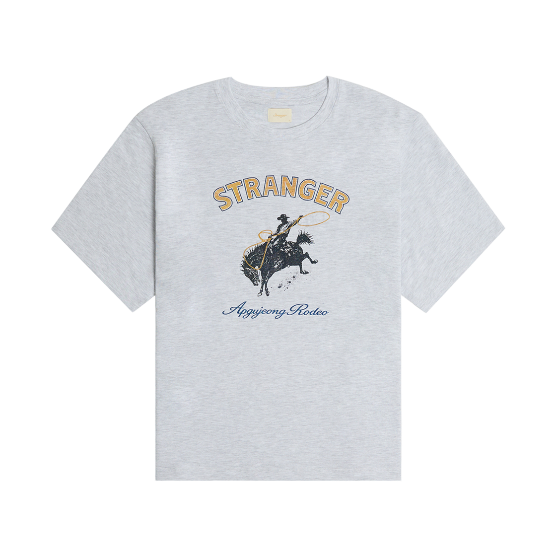 스트레인저 릴렉스 핏 로데오 새들 브롱크 코튼 티셔츠 화이트 멜란지(Stranger Relaxed Fit Rodeo Saddle Bronc Cotton T-Shirt (White Melange)) - 1