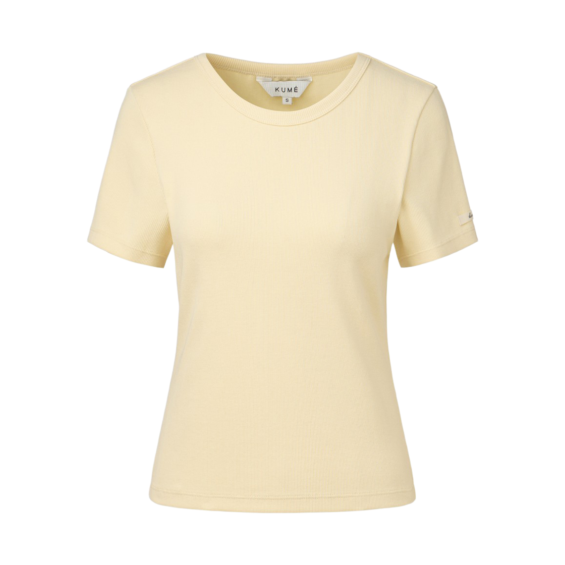 KM-25SS-TS02LYL (W) KUME Essential Semi-Cropped Cotton T-Shirt - Light Yellow