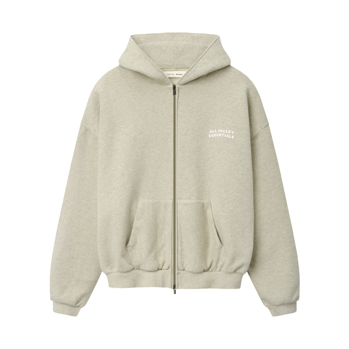 - Essentials 90s Zip-Up Hoodie Washed Vanilla Heather - 26SS