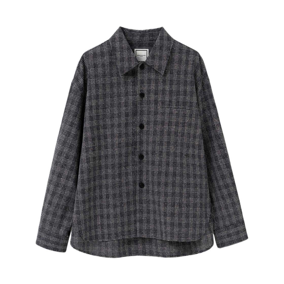 W261SH02822B Wooyoungmi Wool Silk Check Shirt Black - 26SS