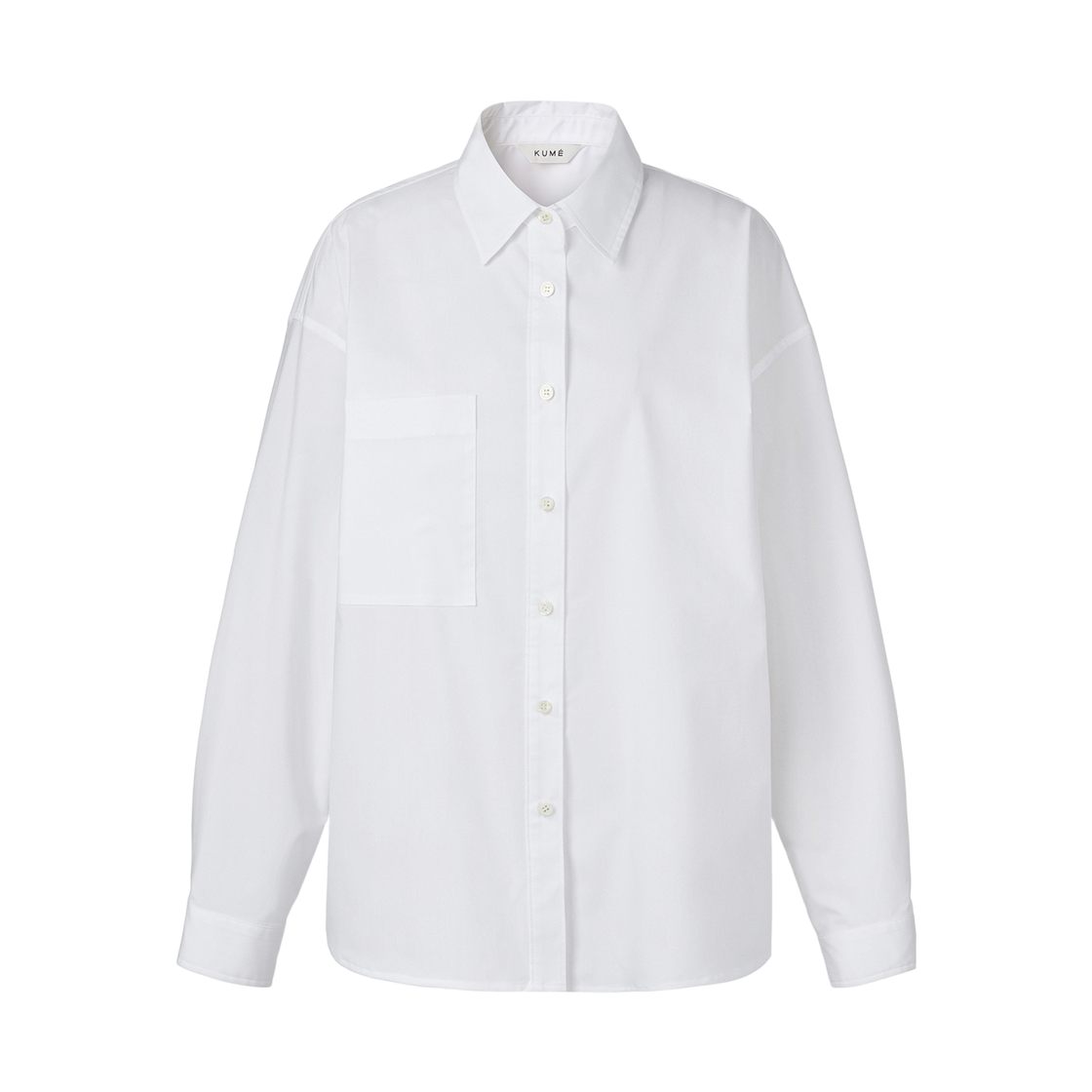 (W) 쿠메 에센셜 링클 프리 오버핏 셔츠 화이트((W) KUME Essential Wrinkle Free Over-Fit Shirt - White)