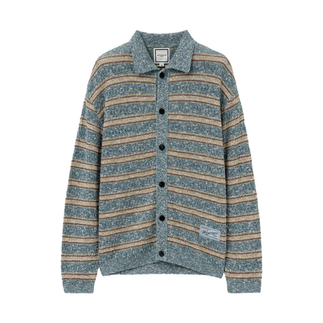 W261KN19520L Wooyoungmi Stripe Cardigan Blue - 26SS