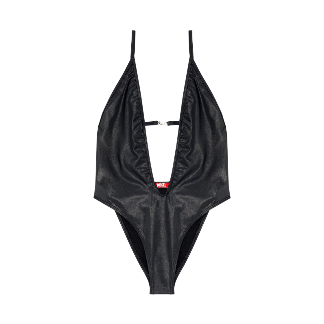 A174810DLCW-9XXA (W) Diesel Plunge-Neck Swimsuit In Shimmery Fabric Black