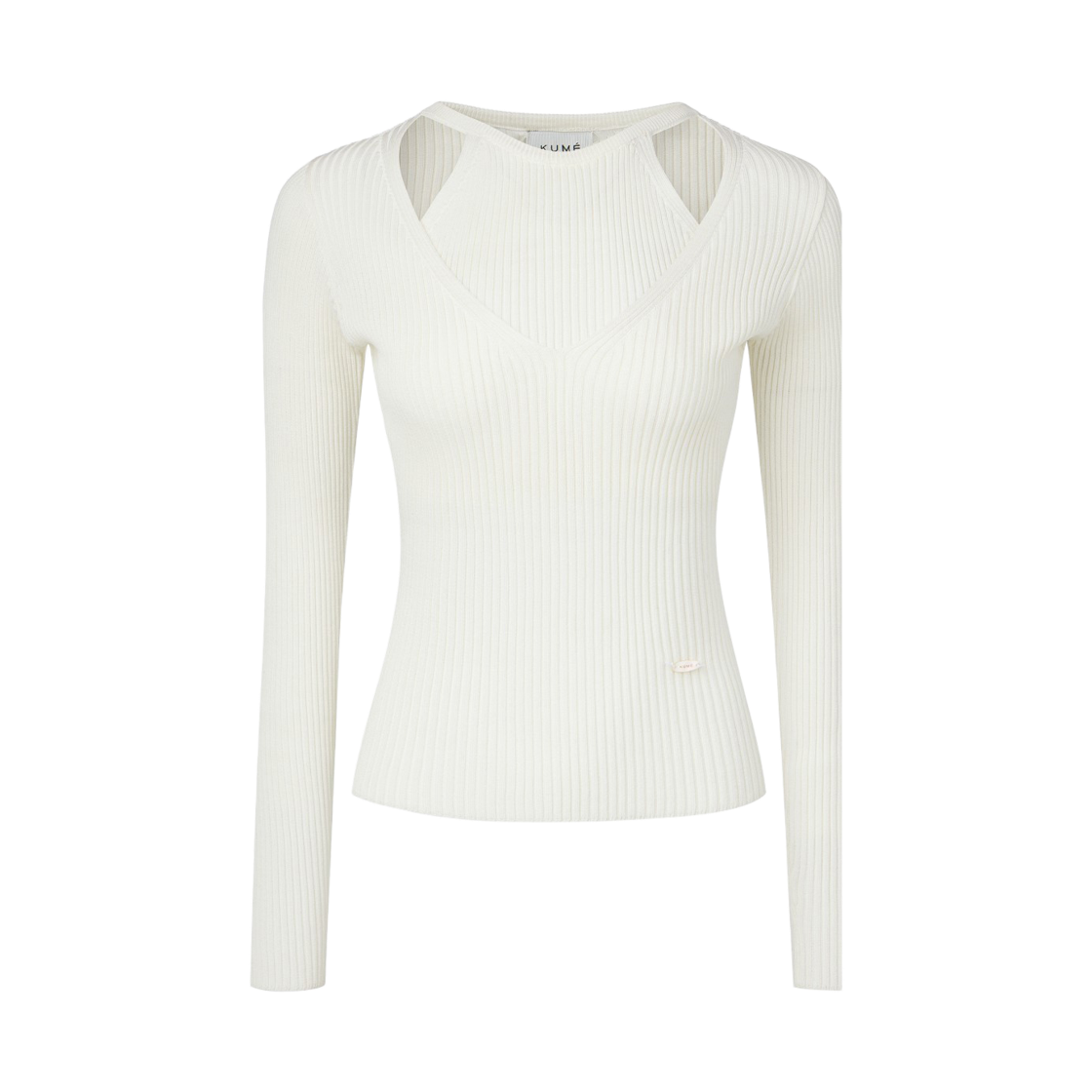 KM-25SS-SW03WH (W) KUME Halter Layering Tencel Sweater - White