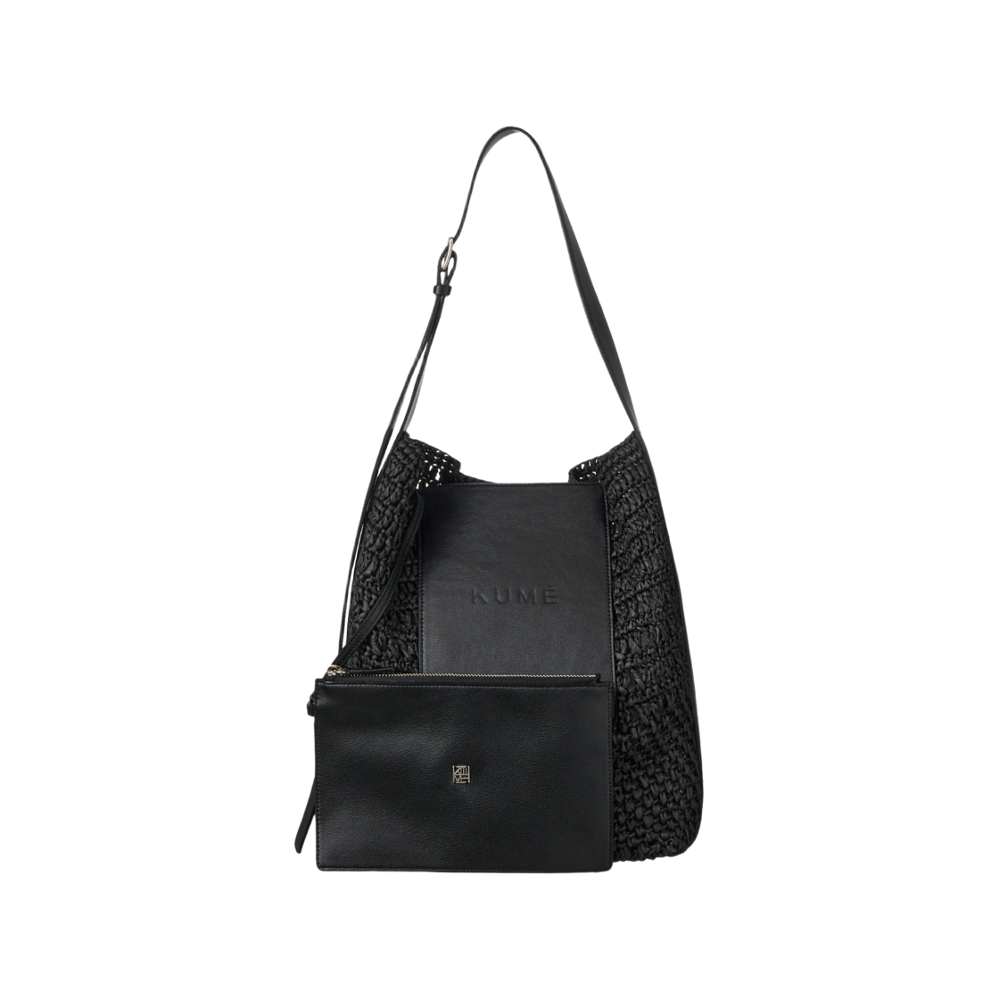 쿠메 라피아 숄더 백 블랙(KUME Raffia Shoulder Bag - Black)