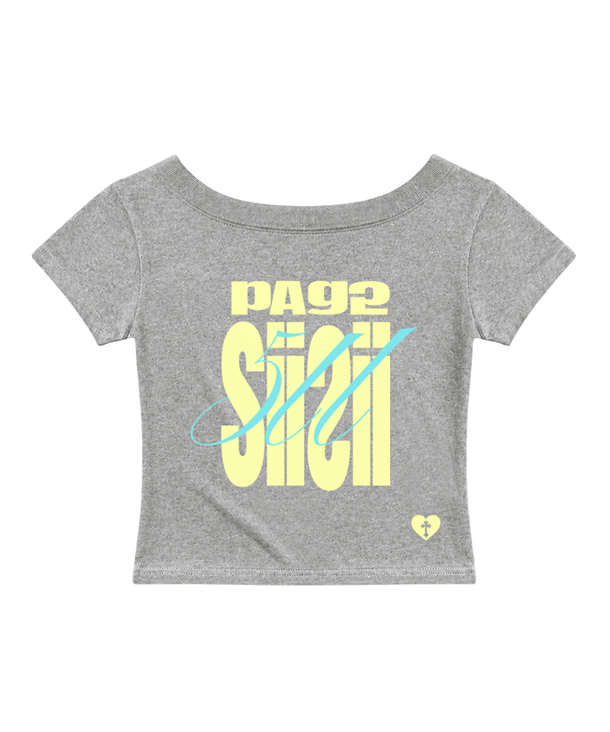 페이지시시 볼드 511 프린팅 원숄더 슬림핏 반팔티 그레이(pagesiisii Bold 511 Print One-Shoulder Slim Fit T-Shirt Gray) - 1