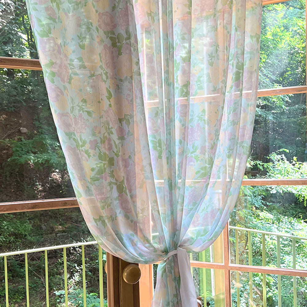 무성화 뮬 빈티지 꽃무늬 가리개 쉬폰 커튼 135x230cm(MUSEONGHWA mule vintage flower-patterned cover chiffon curtain 135x230cm) - 3