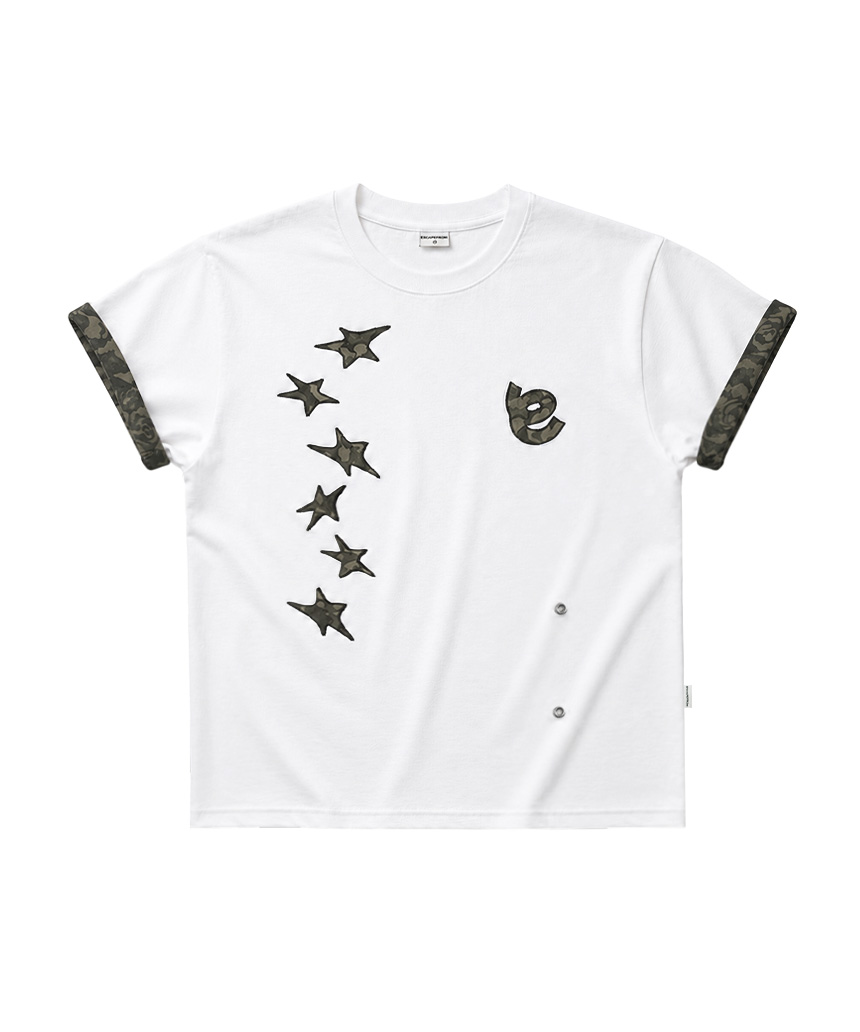 이스케이프프롬 스타 카모 아플리케 포인트 롤업 반팔티 블랙(Escapefrom Star Camo Applique Roll-Up T-Shirt Black) - 3