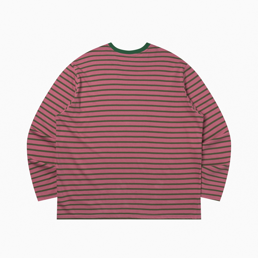 아모우 레터링 스트라이프 롱슬리브 핑크(AMOU Lettering Stripe Long Sleeve Pink) - 2