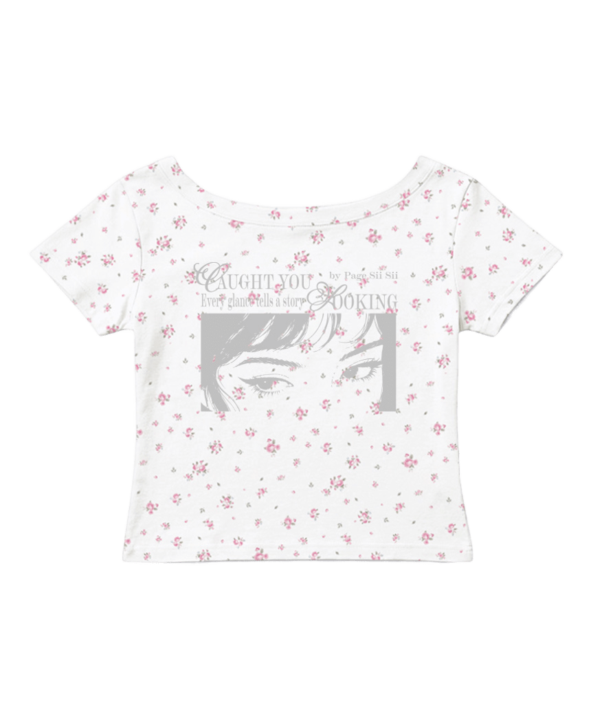 페이지시시 에브리 글랜스 프린팅 플라워 원숄더 슬림핏 반팔티 화이트(pagesiisii Every Glance Flower Print One-Shoulder Slim Fit T-Shirt White)