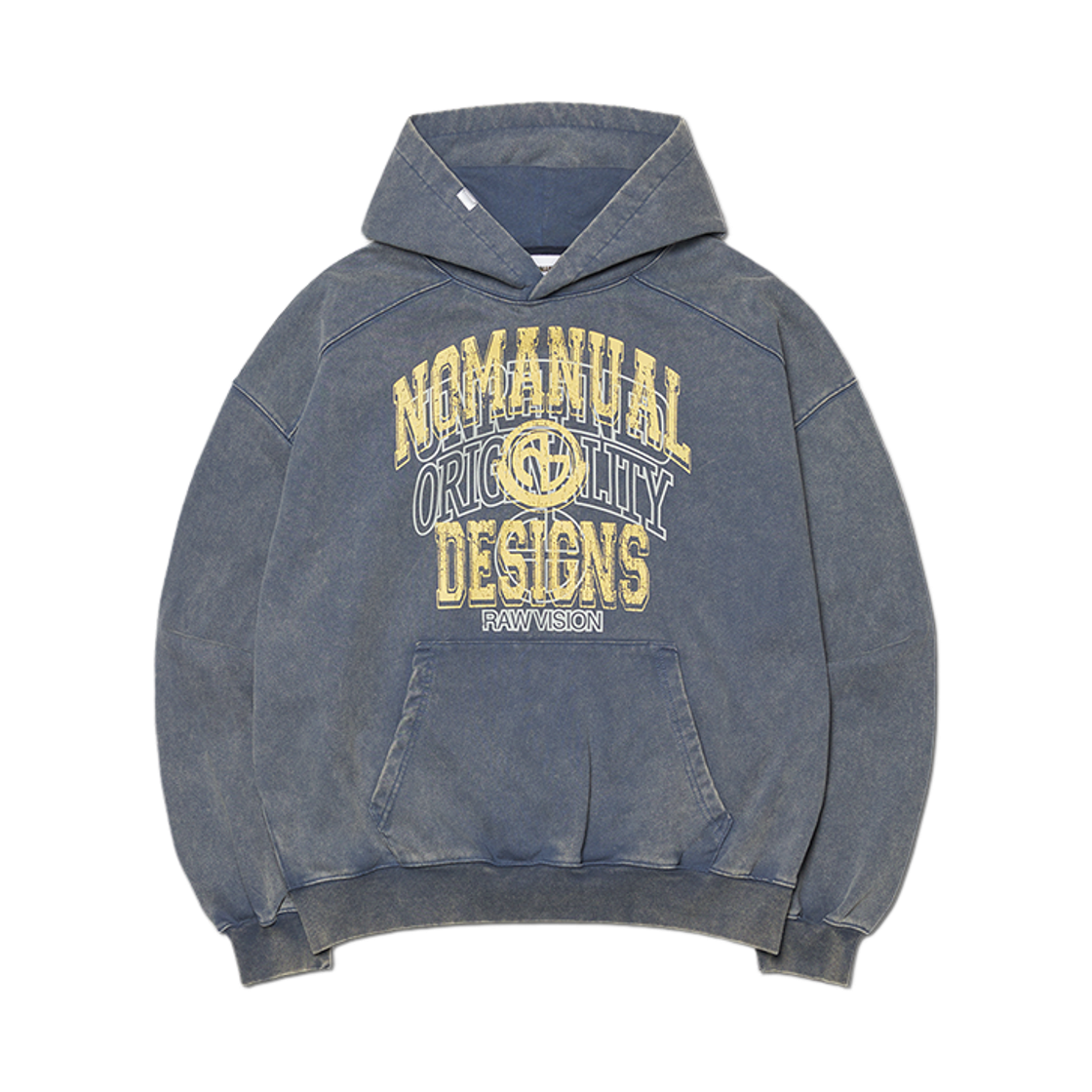 NMWF52HD12WNV NOMANUAL Layered Arch Graphic Hoodie Washed Navy