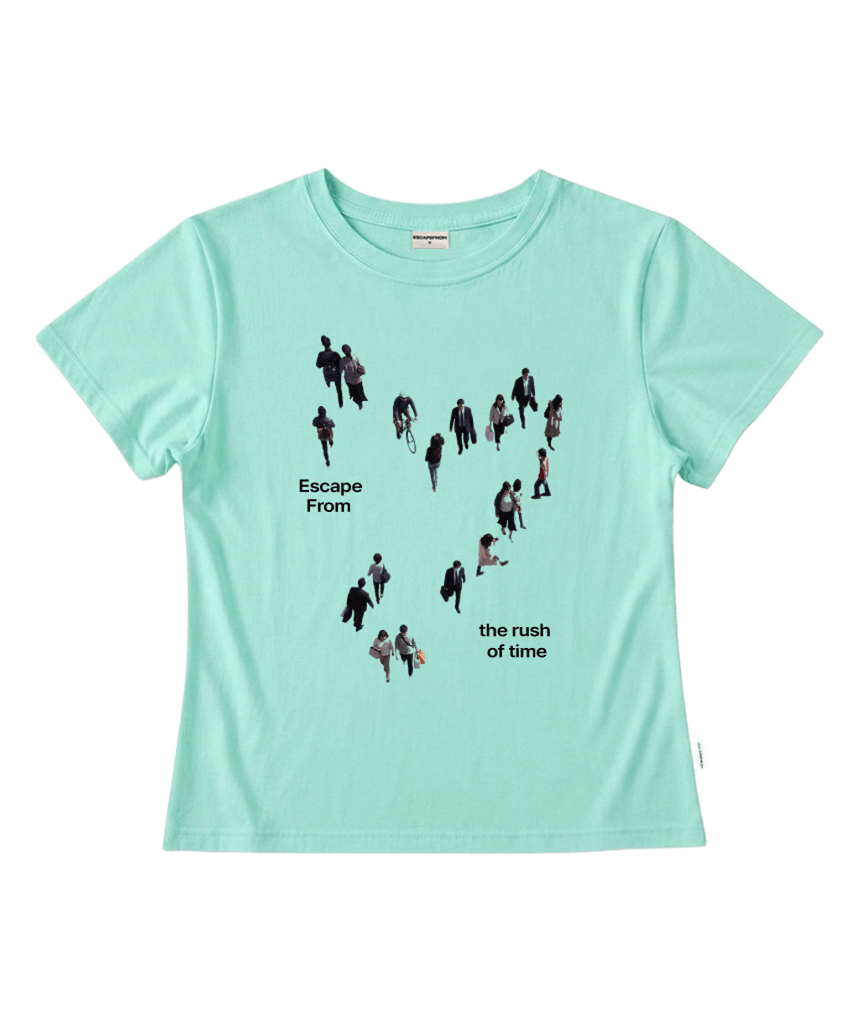 E261STS155MT Escapefrom Rush of Time Print Slim Fit T-Shirt Mint