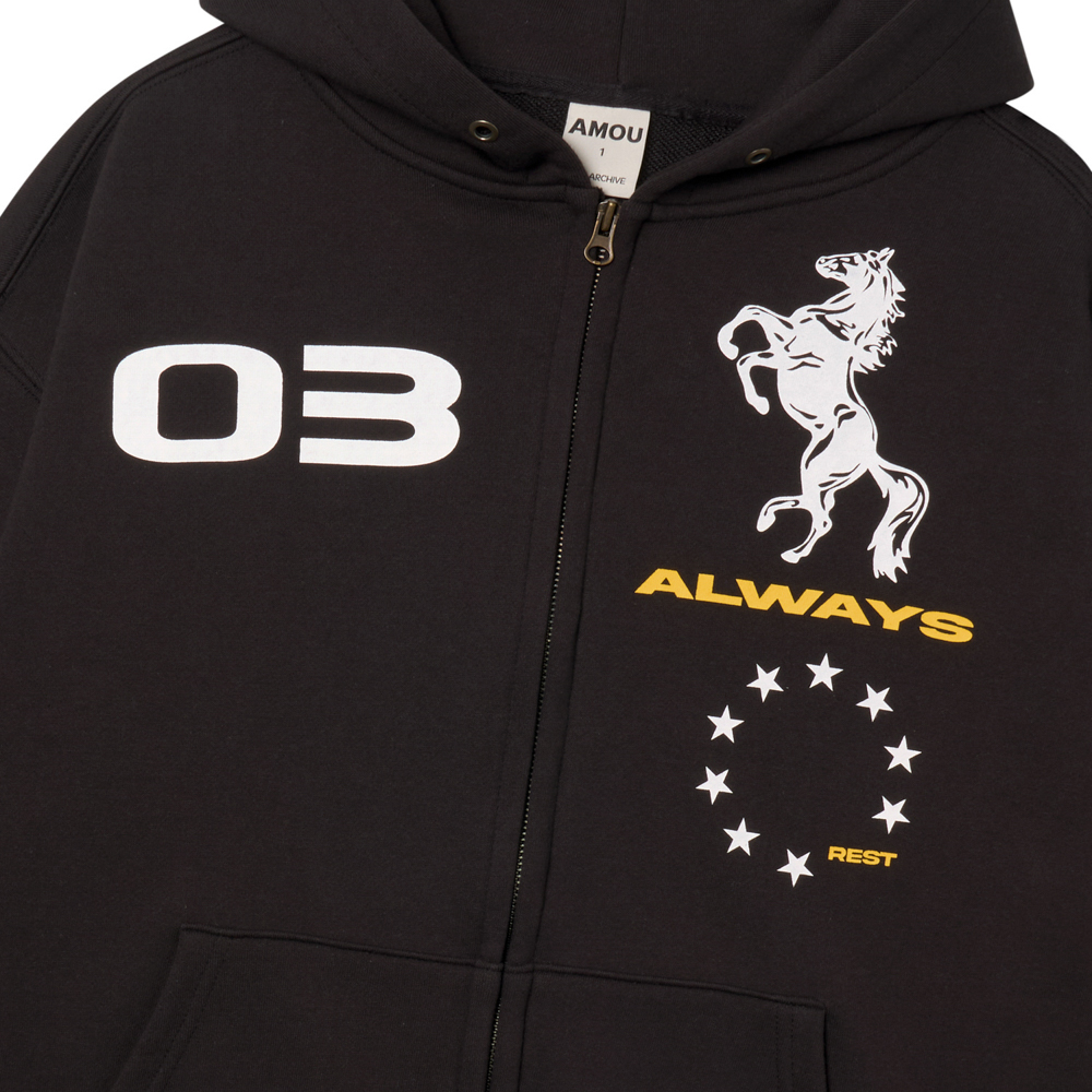 아모우 홀스 후디 집업 블랙(AMOU Horse Hoodie Zip-up Black) - 3