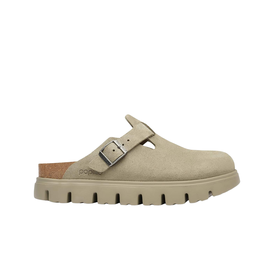 1033054 (W) Birkenstock Boston Chunky Suede Leather Taupe - Narrow