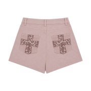 venhit Leopard Patch Shorts Pink